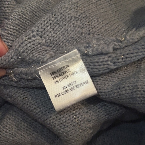 Wrangler Asymetrical Blue Gold shimmer Sweater Size M NWT - Picture 6 of 7